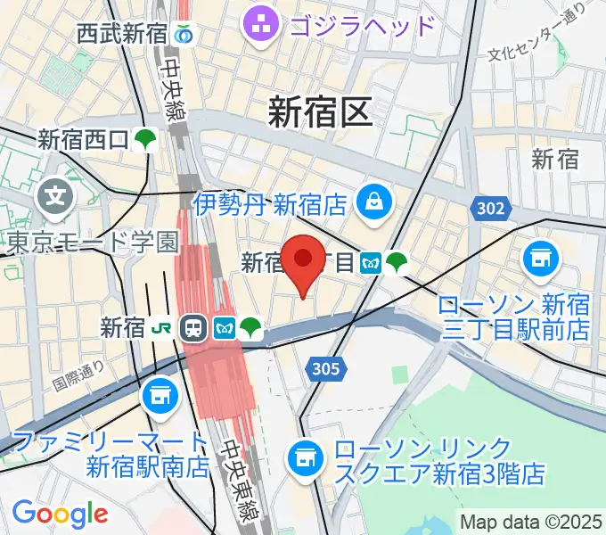 山野楽器ロックイン新宿の地図