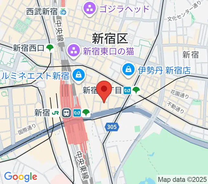 山野楽器ロックイン新宿の地図