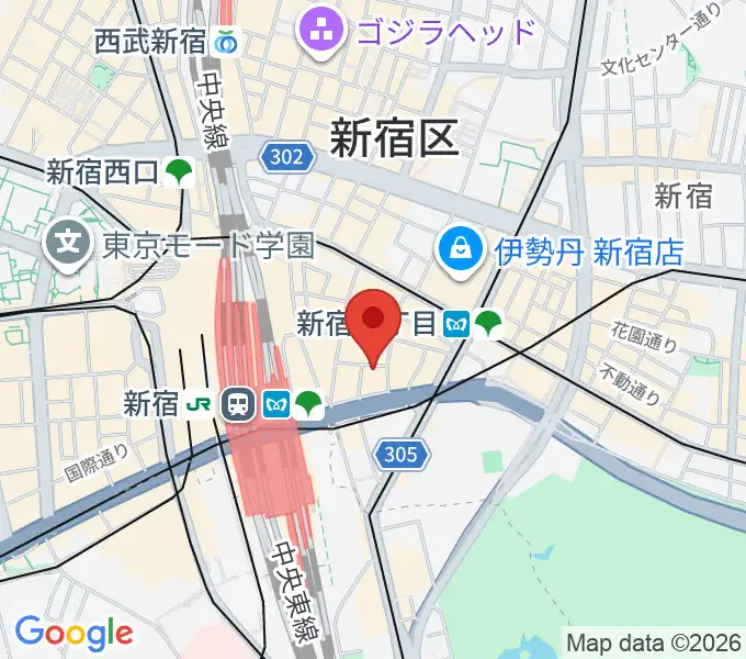 山野楽器ロックイン新宿の地図