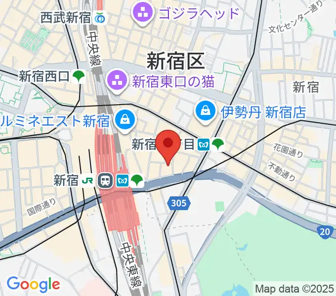 山野楽器ロックイン新宿デジタル&エフェクター館の地図