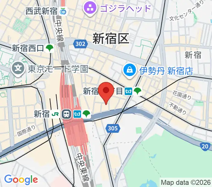 山野楽器ロックイン新宿デジタル&エフェクター館の地図