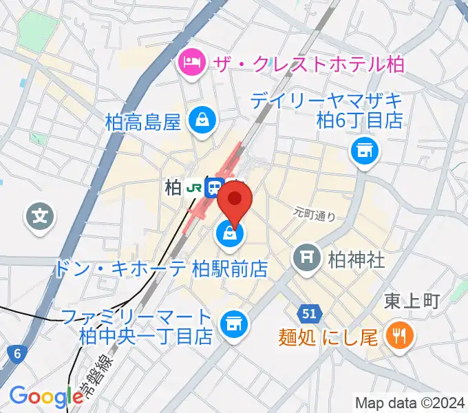 山野楽器 柏店の地図