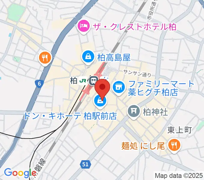 山野楽器 柏店の地図