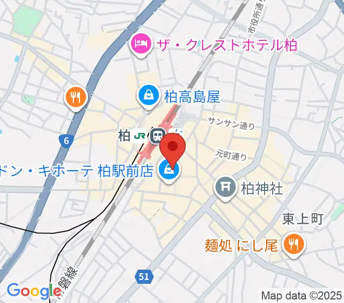 山野楽器 柏店の地図