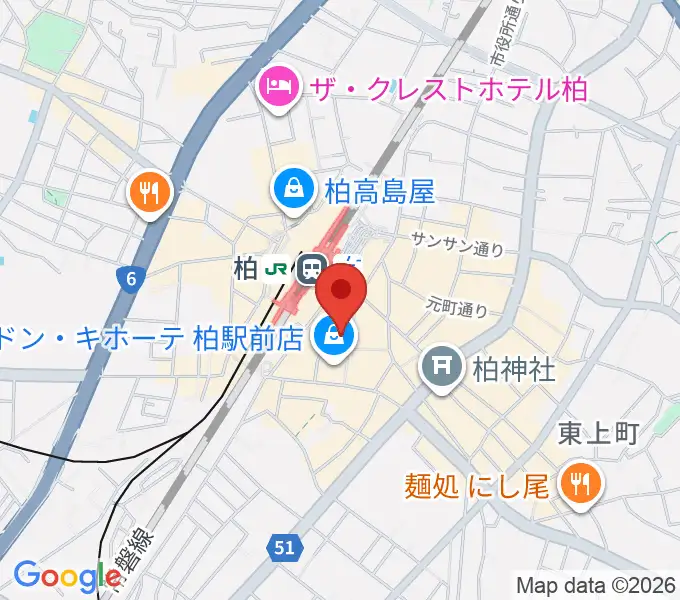 山野楽器 柏店の地図