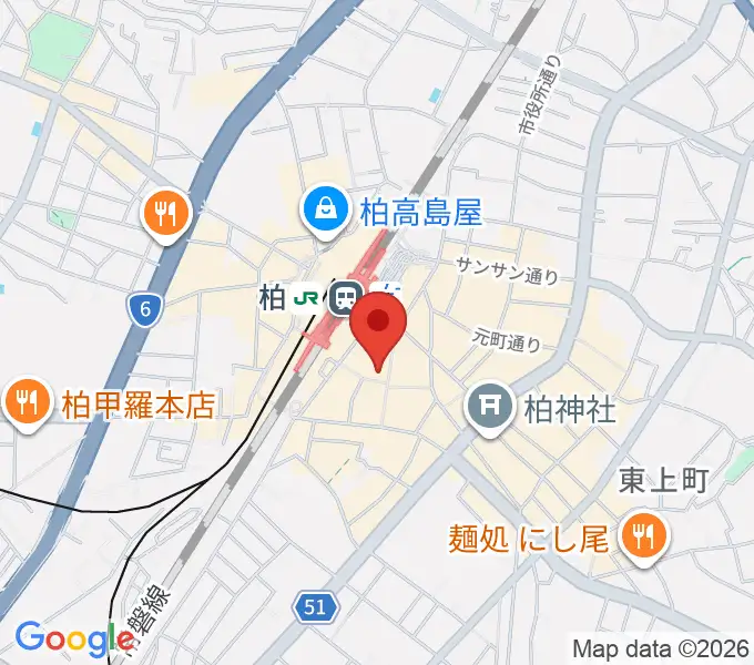 山野楽器 柏店の地図