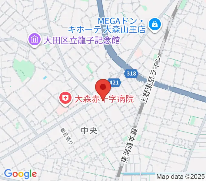 大田文化の森ホールの地図