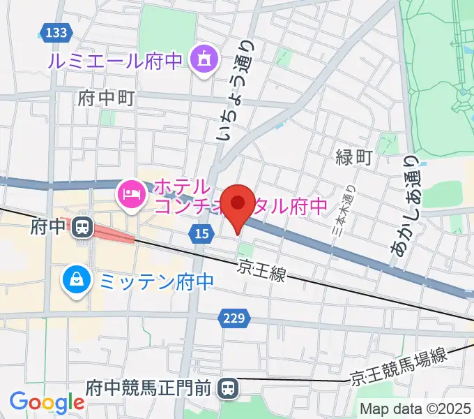 府中スタジオフライトの地図