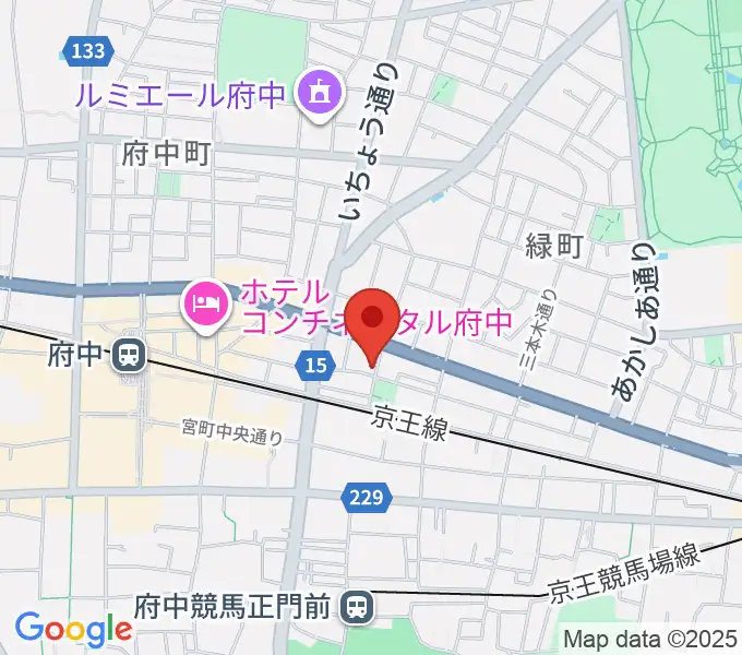 府中スタジオフライトの地図