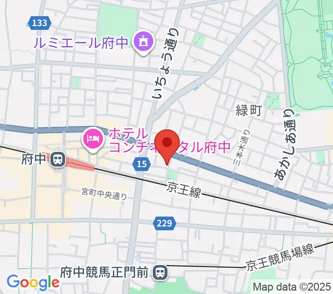 府中スタジオフライトの地図