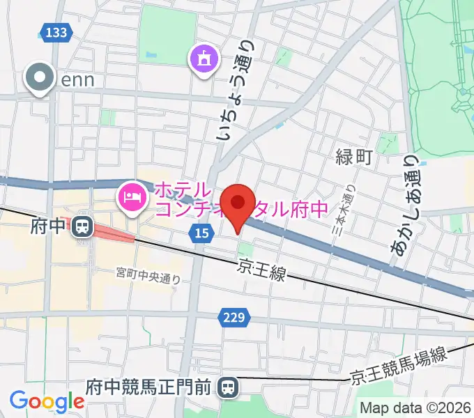 府中スタジオフライトの地図