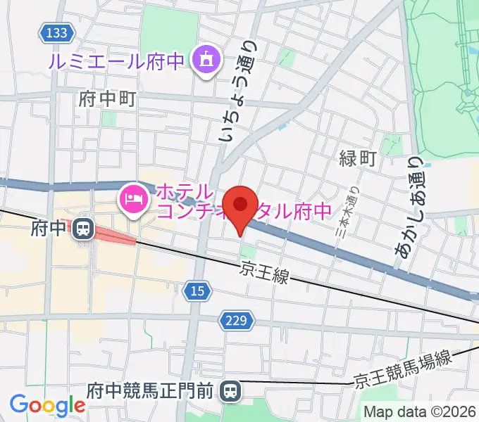 府中スタジオフライトの地図