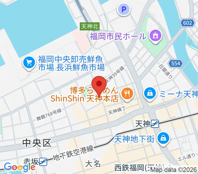 天神ブードゥーラウンジの地図