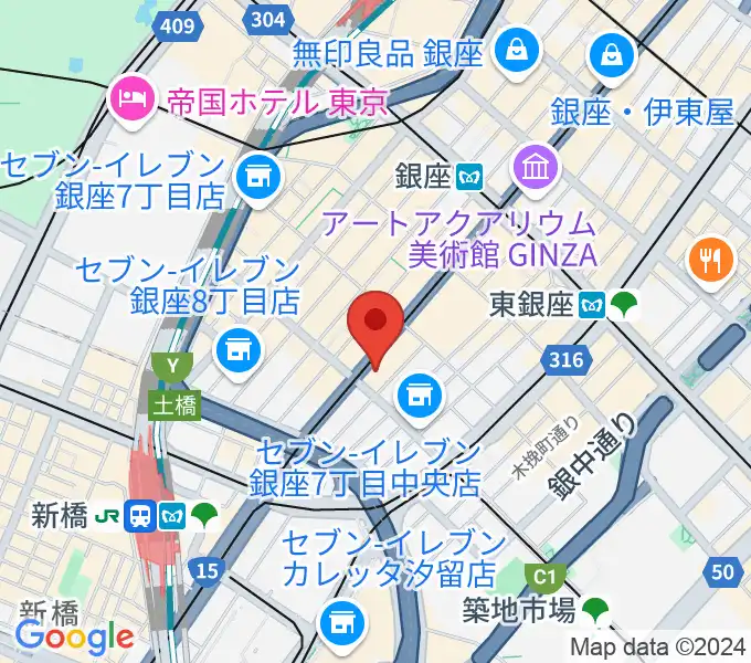 ヤマハ銀座店の地図