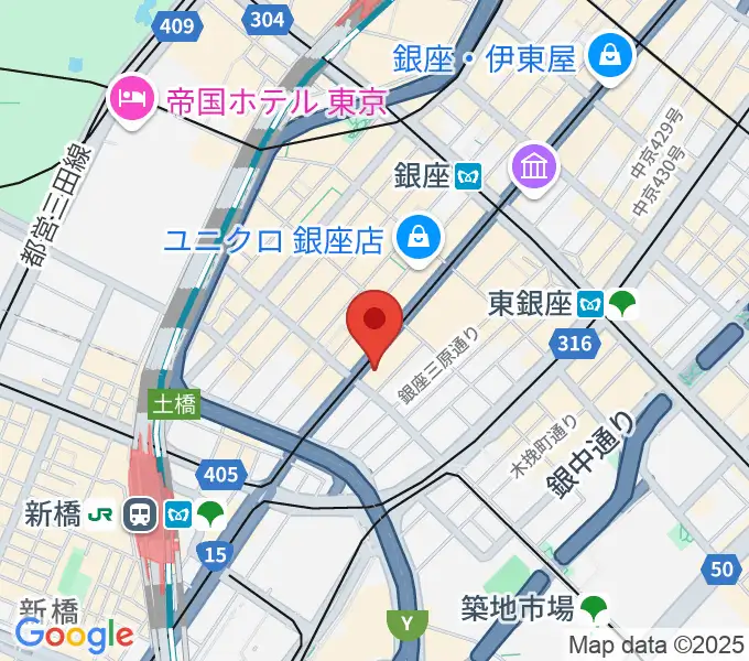 ヤマハ銀座店の地図