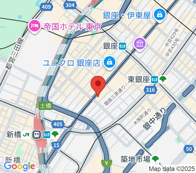 ヤマハ銀座店の地図
