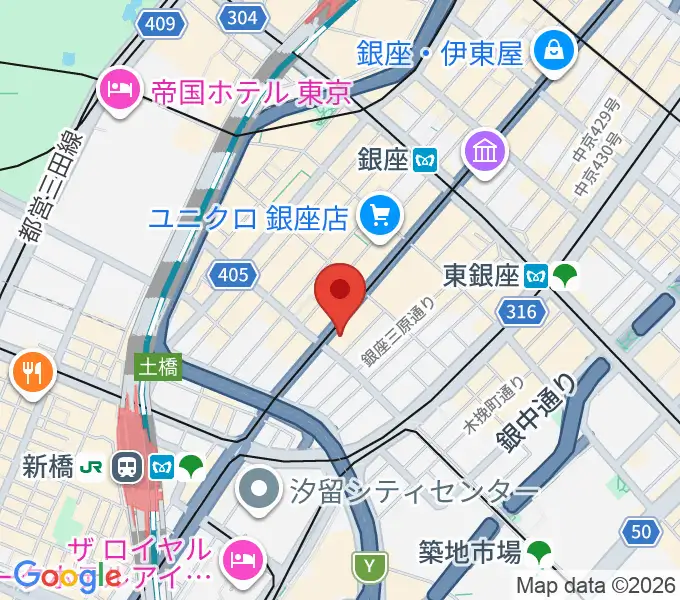 ヤマハ銀座店の地図