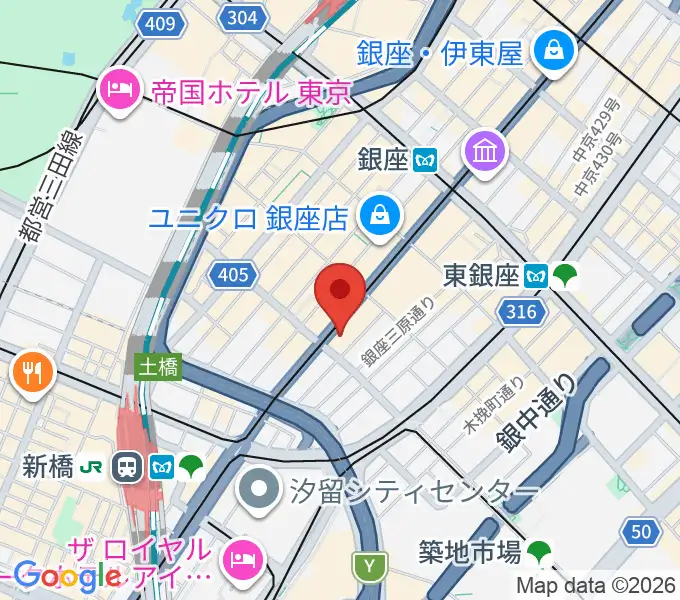 ヤマハ銀座店の地図