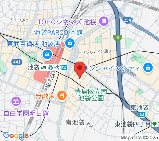 ヤマハミュージック 池袋店の地図
