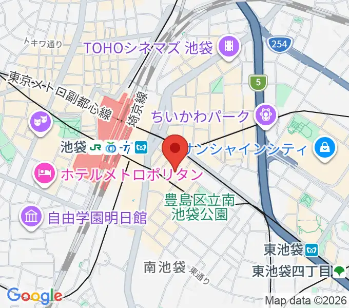 ヤマハミュージック 池袋店の地図