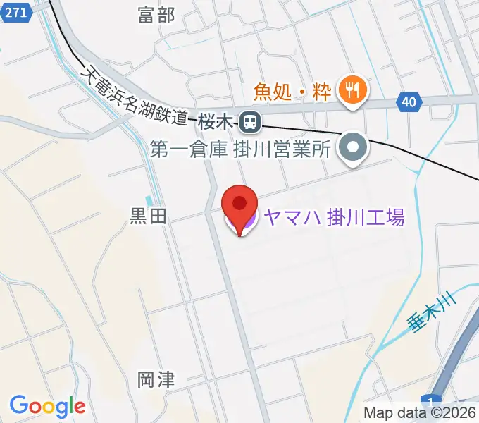 ヤマハピアノサービス掛川センターの地図