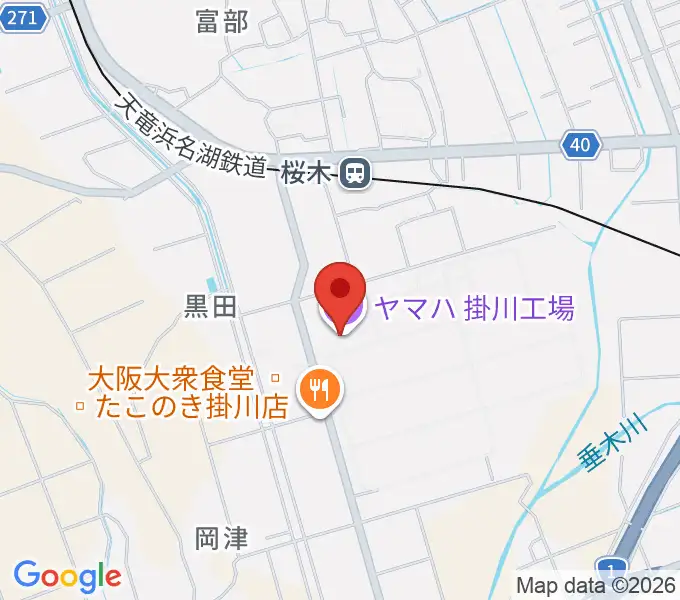 ヤマハピアノサービス掛川センターの地図