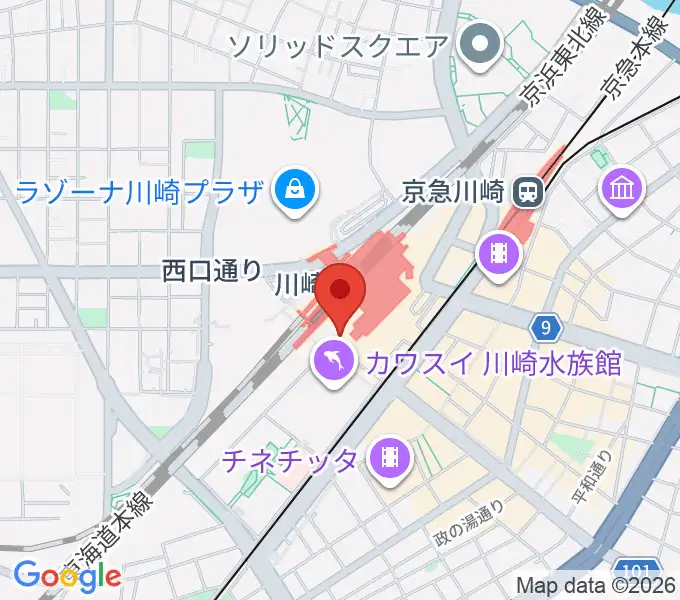ユニスタイル川崎 ヤマハミュージックの地図