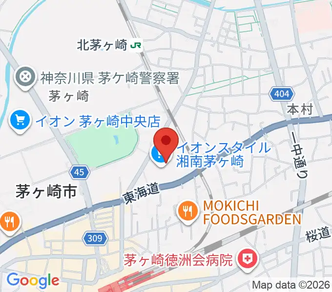 イオン茅ヶ崎センターヤマハミュージックの地図