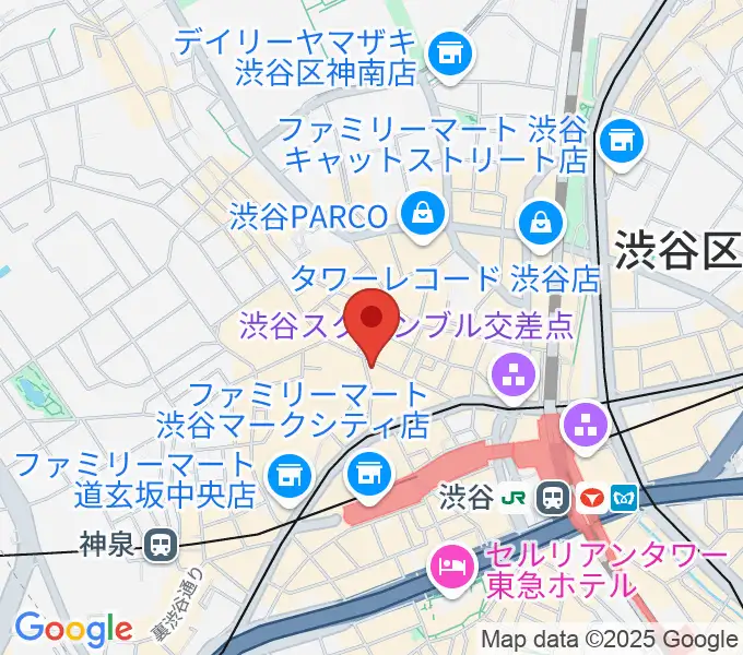 クロサワ楽器 G-CLUB SHIBUYAの地図