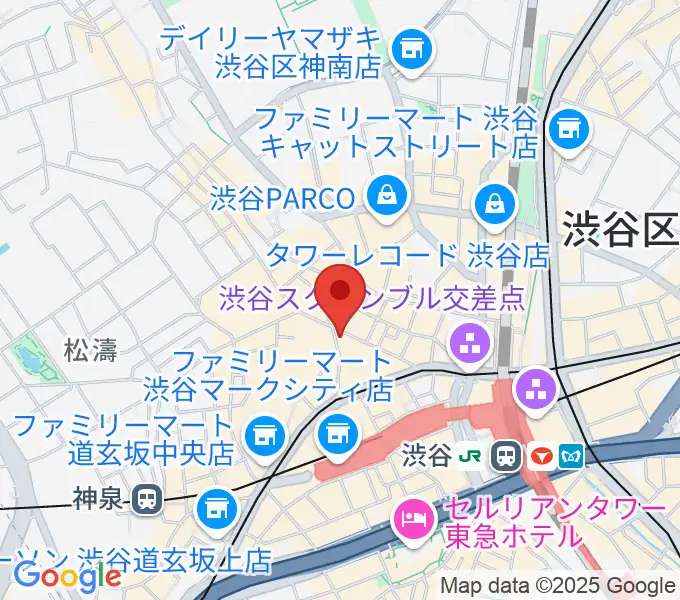 クロサワ楽器 G-CLUB SHIBUYAの地図