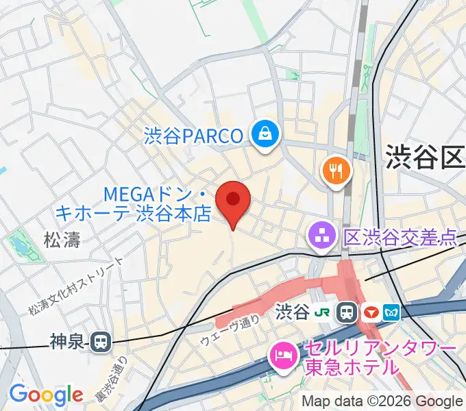 クロサワ楽器 G-CLUB SHIBUYAの地図