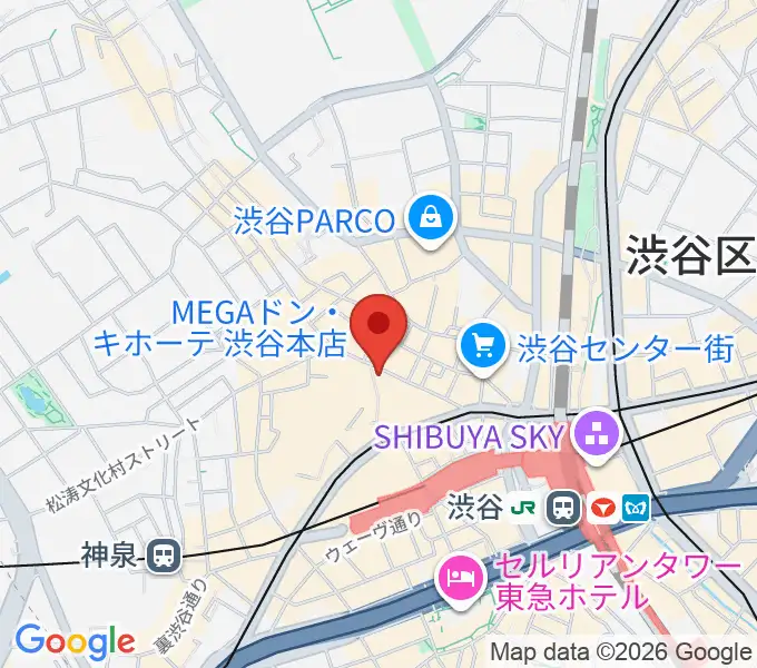 クロサワ楽器 G-CLUB SHIBUYAの地図