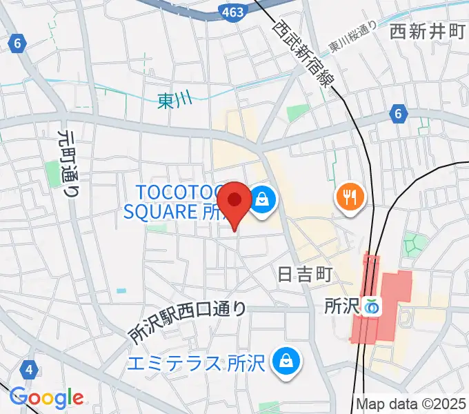 ユニスタイル所沢 ヤマハミュージックの地図