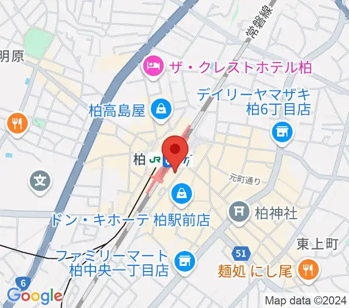 ヤマノミュージックセンター柏駅前の地図