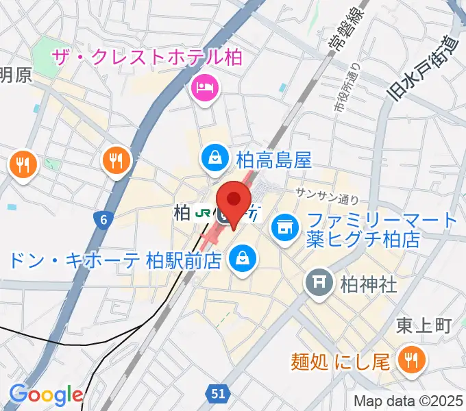 ヤマノミュージックセンター柏駅前の地図