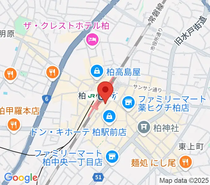 ヤマノミュージックセンター柏駅前の地図