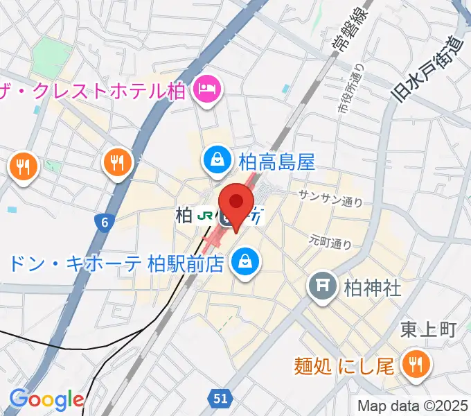 ヤマノミュージックセンター柏駅前の地図