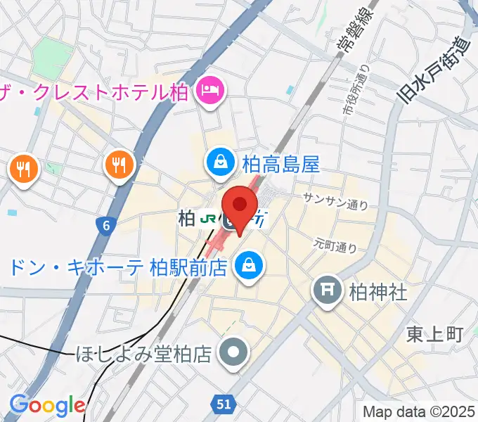 ヤマノミュージックセンター柏駅前の地図