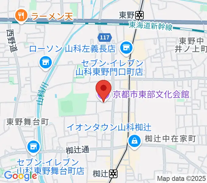 京都市東部文化会館の地図