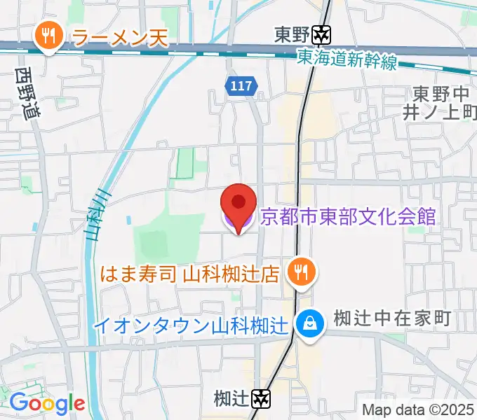 京都市東部文化会館の地図