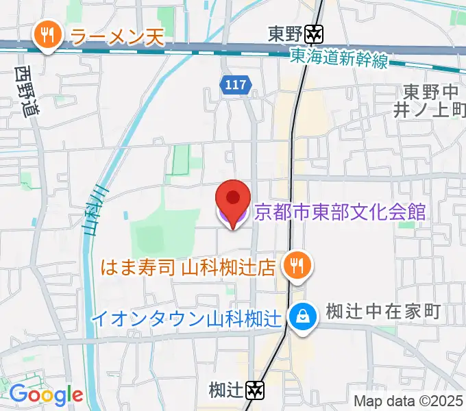 京都市東部文化会館の地図