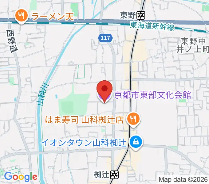 京都市東部文化会館の地図