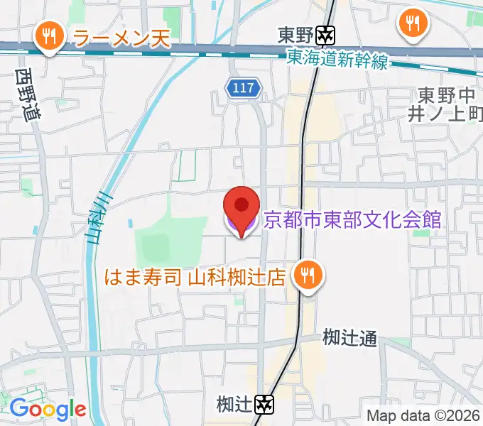 京都市東部文化会館の地図