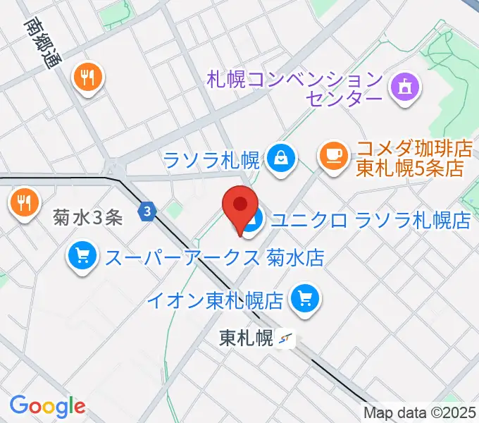 東札幌センター ヤマハミュージックの地図