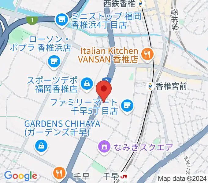 ミュージックメイト福岡の地図