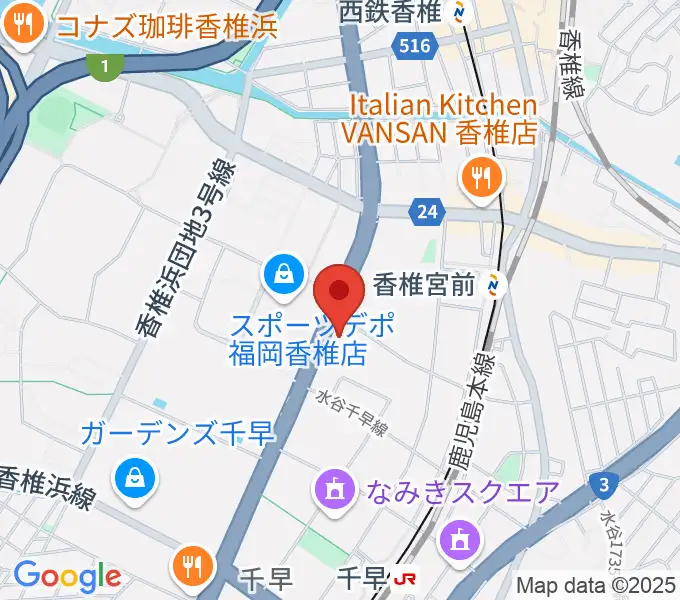 ミュージックメイト福岡の地図