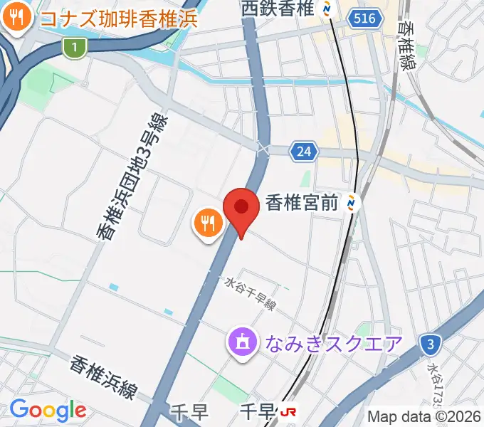 ミュージックメイト福岡の地図