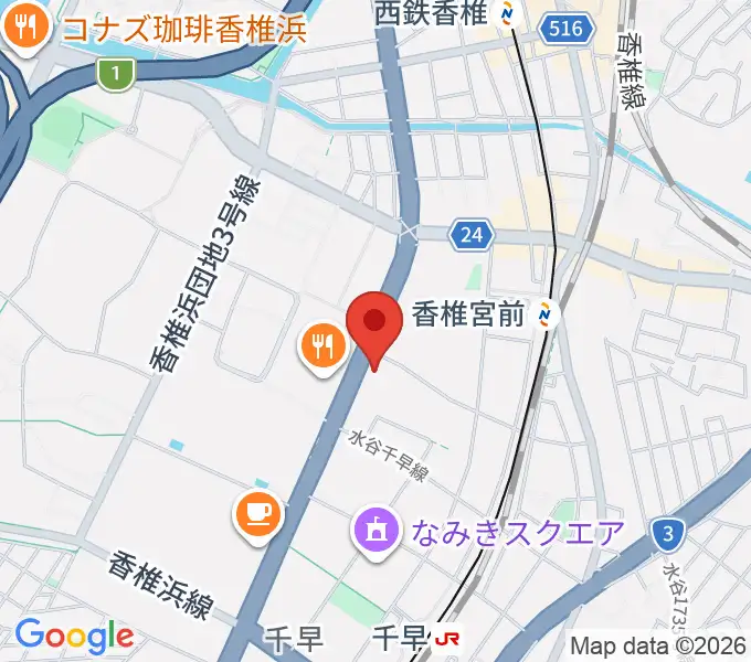 ミュージックメイト福岡の地図