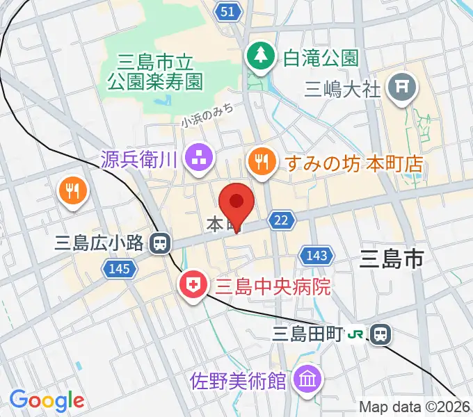 やまがた楽器店の地図