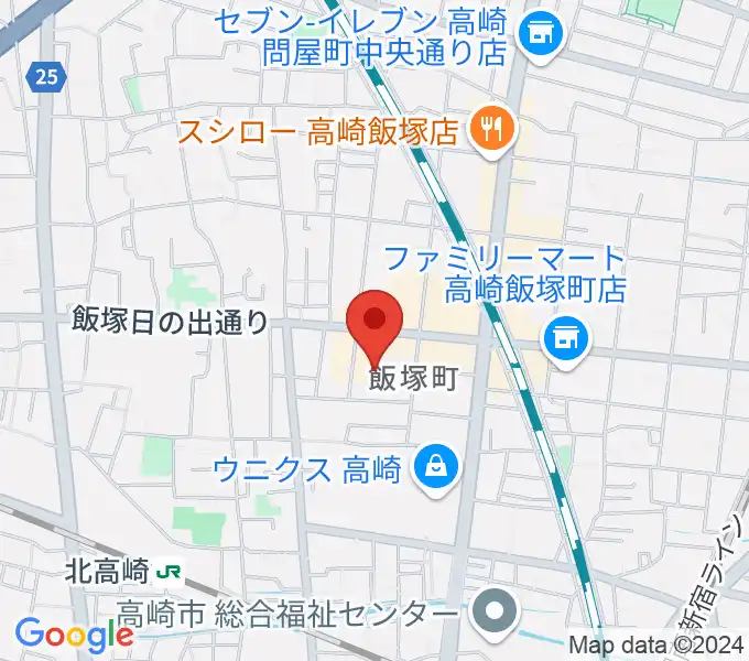 ヤマハミュージックスクエア 高崎の地図